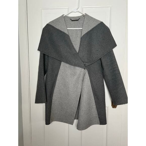 Diane Von Furstenberg Womens XS Shannon Jacket Wool Blend Gray Colorblock Felted - Picture 2 of 16